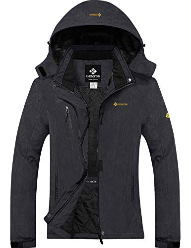 GEMYSE wasserdichte Berg-Skijacke für Frauen Winddichte Fleece Outdoor-Winterjacke mit Kapuze (Graphitgrau,XL) von GEMYSE