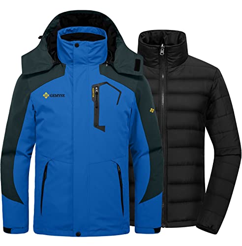 GEMYSE Herren Skijacke 3-in-1 Wasserdicht Winterjacke Winddicht Isoliert Pufferjacke mit abnehmbarem Innenfutter(Himmelblau,S) von GEMYSE