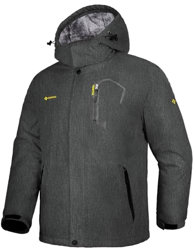 GEMYSE Herren Skijacke Winddichte Wasserdichte Fleece Winterjacke mit Kapuze für Outdoor(Graphitgrau,S) von GEMYSE