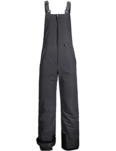 GEMYSE Herren Skihose wasserdicht gefüttert Schneehose mit verstellbaren Trägern Winddicht Overall für den Winter Snowboardhose für Outdoor Sport(Grau Schwarz,2XL) von GEMYSE