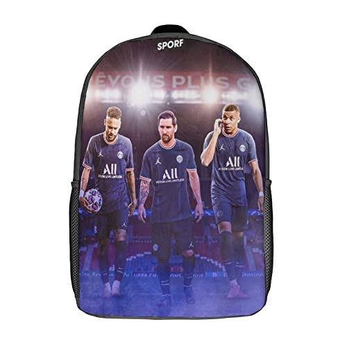 GENBAK Messi Neymar Mbappe Rucksack Schultaschen Für Mädchen Jungen Fußballspieler Rucksack Mit Tasche Mode Schultasche Kinderrucksack 17zoll von GENBAK