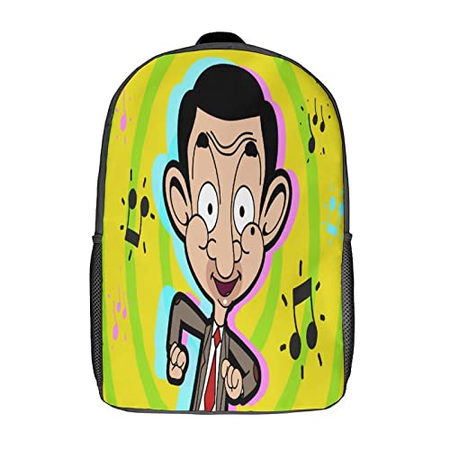 GENBAK Mr Bean Rucksack Schultaschen Für Mädchen Jungen Anime-Charaktere Rucksack Mit Tasche Mode Schultasche Kinderrucksack 17zoll von GENBAK