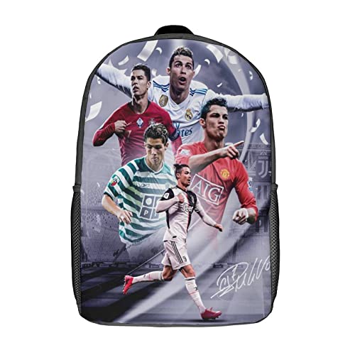 GENBAK Ronaldo Kinderrucksäcke Fußballspieler Schultaschen Für Sekundarstufe Kindergarten Vorschulkinder Rucksack Wanderrucksäcke 17zoll von GENBAK