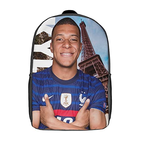 GENBAK Schulrucksack Für Kinder 3D-gedruckter Mbappe Rucksack Fußballstar Rucksack Sportrucksäcke Für Jungen Und Mädchen Modischer Rucksack 17zoll von GENBAK