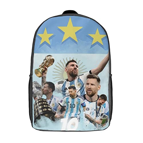 GENBAK Schulrucksack Für Kinder 3D-gedruckter Messi Rucksack Fußballspieler Rucksack Sportrucksäcke Für Jungen Und Mädchen Modischer Rucksack 17zoll von GENBAK