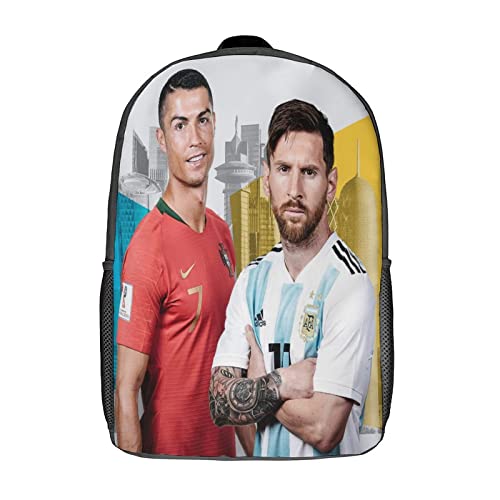 Rucksäcke Mädchen Kinder Schulrucksack Ronaldo VS Messi Schultasche 3D Gedruckt Fußballspieler Schultasche Für Kinder Grund- Und Mittelschüler 17zoll von GENBAK