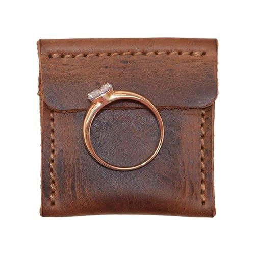 Leder Ringtasche Ringtasche Ringtasche Ringhalter Leder Ringtasche Schlank Tragbar Langlebig Handgemachte Retro PU Leder Tasche für Heiratsantrag Verlobung von GENERIC