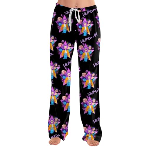 Pyjama Damen 𝐊𝐩𝐨𝐩 𝐃𝐞𝐦𝐨𝐧 𝐇𝐮𝐧𝐭𝐞𝐫𝐬 Pyjamahose Lang Anime Drucken Schlafanzug Hose Pyjamas Hosen Weich Kawaii Schlafanzughose Schlafhose Bequeme Pyjamashose Kuschelhose von GENERIC