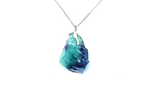 TENET Anhänger aus echtem Naturstein mit Kette (Fluorit Grau) von GENERICO