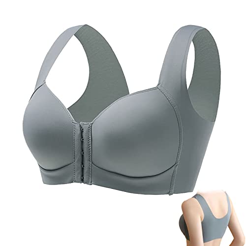 GENERICOL Lamuse Bra Seamless Front Closure Wire-Free Push Up Bra, BH mit Vorderverschluss Frontverschluss BH Push Up BH Ohne BüGel Sport BH GroßE BrüSte (Grau,100 D) von GENERICOL