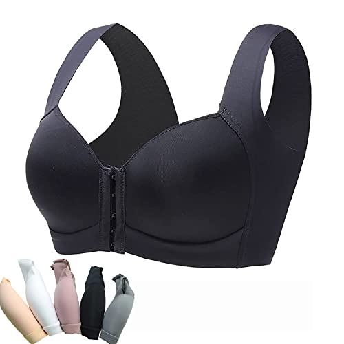 GENERICOL Lamuse Bra Seamless Front Closure Wire-Free Push Up Bra, BH mit Vorderverschluss Frontverschluss BH Push Up BH Ohne BüGel Sport BH GroßE BrüSte (Schwarz,115 D) von GENERICOL