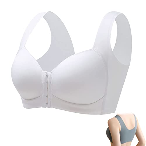 GENERICOL Lamuse Bra Seamless Front Closure Wire-Free Push Up Bra, BH mit Vorderverschluss Frontverschluss BH Push Up BH Ohne BüGel Sport BH GroßE BrüSte (Weiß,115 D) von GENERICOL