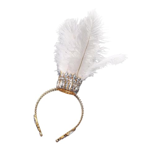 Stilvolles, gefiedertes Stirnband mit stabilen Strasssteinen, goldfarben, extravagantes Haar-Accessoire, tragbar für trendyt Frauen Damen von GENGENER