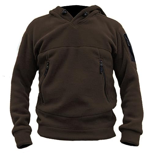 GENIUS STORE Herren Military Tactical Sport Warm Fleece Combat Hooded Outdoor Abenteuer Jacke Winter Fleece Wandern M?ntel, Khaki, S von GENIUS STORE