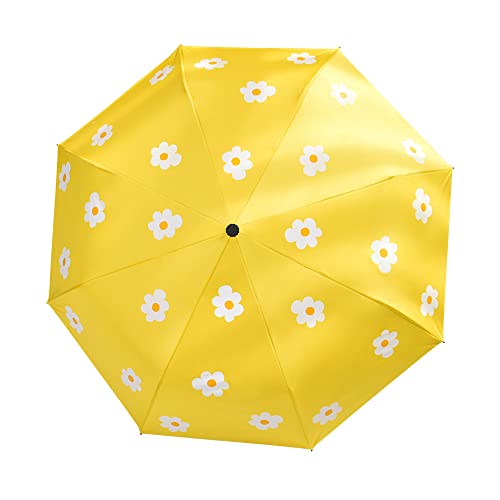 GENMAI SOEASY Kinder-Regenschirm für Mädchen und Jungen, winddichter Regenschirm, kompakt, zusammenklappbar, leicht, faltbarer süßer Kinder-Regenschirm, gelbe Blume (Upgrade) von GENMAI SOEASY