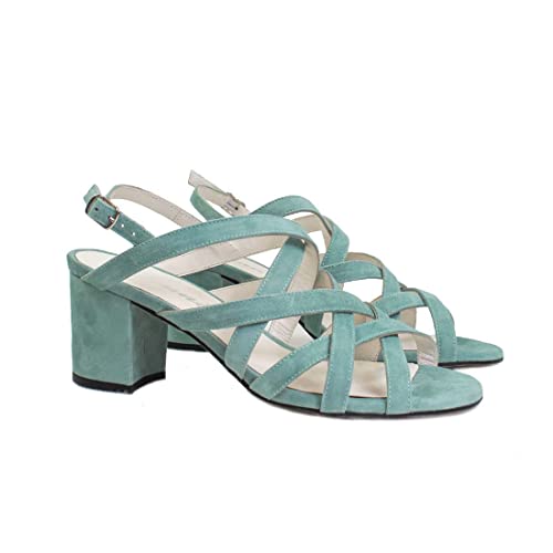 GENNIA Sofia Leder und Veloursleder Aquamarin Blau 38 EU von GENNIA