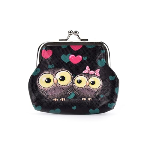 1 x Damen-Geldbörse, niedliches Eulenmuster, bedruckt, Haspe, kleine Geldbörse, niedliche Münzgeldbörse, 1 Stück, Einheitsgröße 1 x Damen-Geldbörse, niedliches Eulenmuster, bedruckt, Haspe, kleine Geldbörse, niedliche Münzgeldbörse, 1 Stück, Einheitsgröße von GENODA