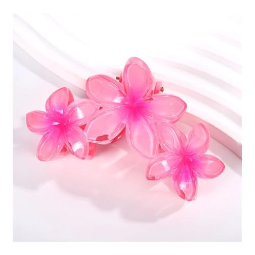 2PCS 11CM 3 Frangipani Blume Einfarbig Gradient Farbe Hai Clip Haarnadel Headwear Kopfschmuck Haar Zubehör Für Frauen (T-Rosa) von GENODA