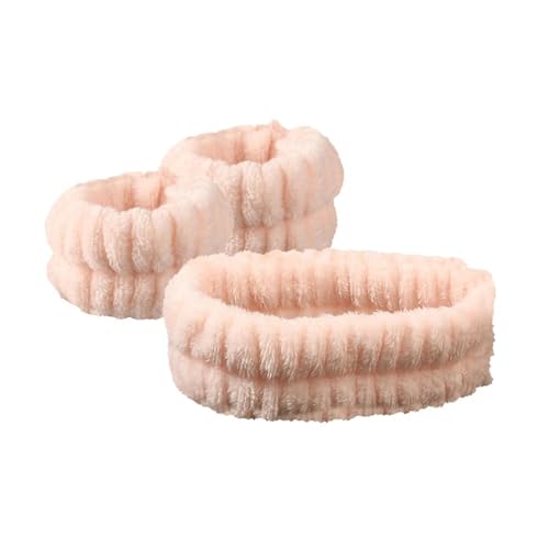 3 Stück 12 Farben Flanell Gesicht waschen Kopf Handbänder Set rutschfeste saugfähige Uni Make-up Gesicht Spa Yoga Haar Handgelenkhalter (Hellrosa) von GENODA