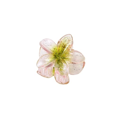 3 Stück 4cm Candy Farbe Kleine Blume Haar Klaue Farbverlauf Farbe Acryl Material Haarspange Rutschfeste Haifischclip Pferdeschwanz Haarspange für Mädchen (Glitzer Grün) von GENODA