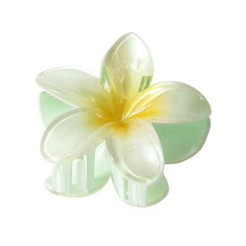 4PCS 8cm Große Größe Perlmutt Süße Farbverlauf Acryl Plumeria Blume Haarnadel Haarnadel Haar Zubehör Für Frauen (Gelb-grün) von GENODA