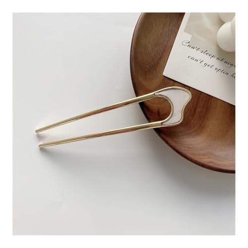 5 STÜCKE Einfache U form Barrettes Pins Für Frauen Mädchen Haar Sticks Braut Haar Styling Zubehör Gold Farbe Metall Haarnadeln Barrettes (White Shell) von GENODA