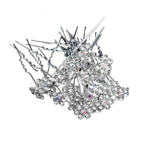 Elegante Haarnadel mit Perlen und Kristallen, U-förmig, Metall, Haarkamm, Gabeln für Damen, Frisuren-Clips, Schmuckzubehör, 20 Stück (20 Stück Stecknadeln5) von GENODA
