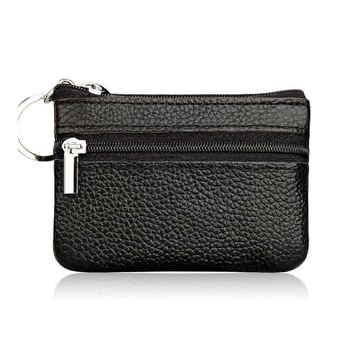 GENODA Trendige Damen Geldbörse aus Leder mit einem/zwei Reißverschlüssen, 1 x schwarzer Reißverschluss, one size von GENODA
