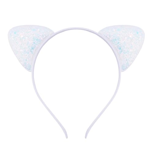 Glitzerndes Katzenohren-Stirnband für Mädchen und Frauen, glitzerndes Haar, Metallreifen, glänzende Haarbänder, Haarschmuck für den täglichen Gebrauch (E) von GENODA