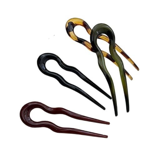 Haargabel in U-Form, Schildkröten-Acetat, geometrisches Design, für Frauen und Mädchen, 4 Stück von GENODA