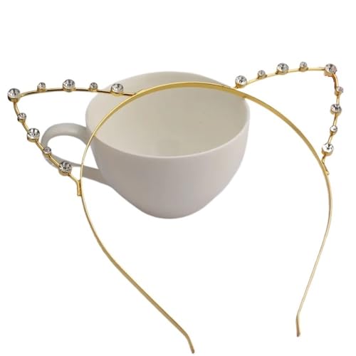 Kopfband mit Katzenohren aus Diamantlegierung neue Kaninchenohren Koreanische Version klein frisches Haarband niedliche Haarschmuck (gold) von GENODA