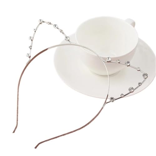 Kopfband mit Katzenohren aus Diamantlegierung neue Kaninchenohren Koreanische Version klein frisches Haarband niedliche Haarschmuck (silber) von GENODA