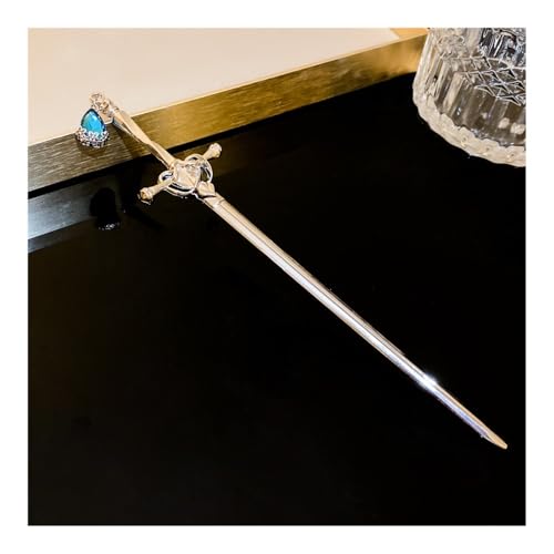Metall-Schwert-Haarnadel für Damen, modisch, chinesisch, einfache und kreative Pfanne, Haarnadel, Schmuck, Temperament, Kopfbedeckung, Zubehör (WTS00003-2) von GENODA
