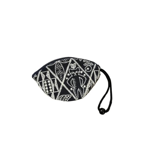 Mini-Münzgeldbörse, Baumwollbeutel, Schlüsselanhänger, Anhänger, Reißverschluss, kleine Autoschlüsseltasche, Schwarze runde Box, Einheitsgröße von GENODA