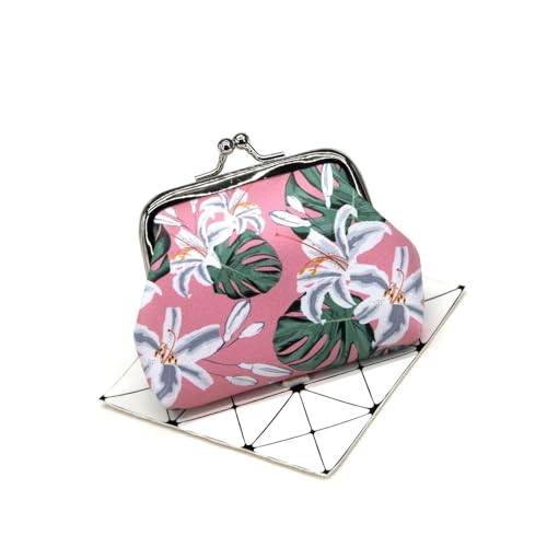 Modische Geldbörse mit Blumendruck, Mädchen, Haspe, Null, Damen-Geldbörse, Mini-Geldbeutel, PU-Leder, Schlüsselkartenhalter, a, 2PCS von GENODA
