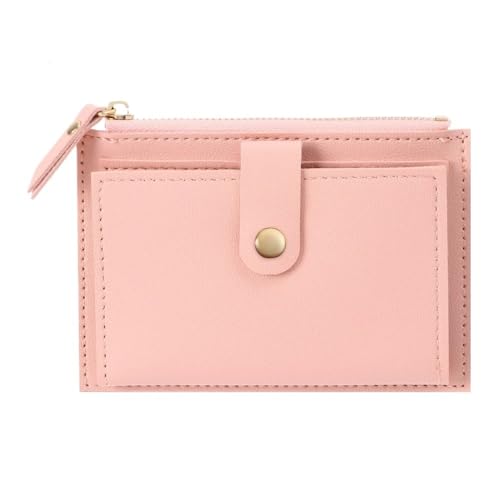 Modische kleine Geldbörse für Damen, einfarbig, PU-Leder, Mini-Münzgeldbörse, Kreditkartenhalter, Taschen, Reißverschluss, Münzbörse (A-Pink), A-Pink, Einheitsgröße von GENODA