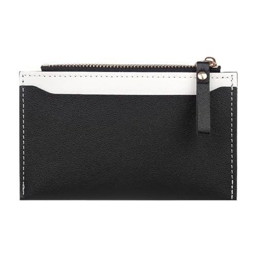 Modische kleine Geldbörse für Damen, einfarbig, PU-Leder, Mini-Münzgeldbörse, Kreditkartenhalter, Taschen, Reißverschluss, Münzbörse (C-Schwarz), C-schwarz, Einheitsgröße von GENODA