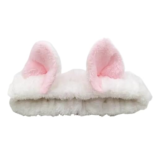 Nette Katzenohren Stirnbänder für Frauen Mädchen Spa Haarbänder Korallen Fleece Make-up Stirnband Gesichtswäsche Headwrap Hautpflege Haarschmuck (Weiß) von GENODA