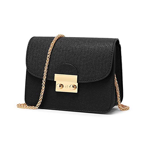 VINBAGGE Damen Umhängetasche Kleine Schultertasche Kette Tasche Clutch Mini Vintage Crossbody Bag für Hochzeit Party Disko - Schwarz von VINBAGGE