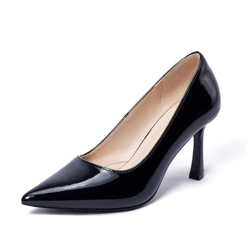 Elegante High Heels Damenpumps mit 10 cm Absatz, stilvoll für Büro und Hochzeitskleider, Schwarz, 42 EU von GENSHUO