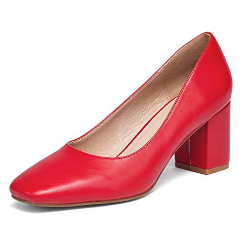 GENSHUO Damen Pumps mit Niedrigem Blockabsatz Glatte Klobig High Heels 7 cm/ 2,76 Zoll Arbeitsschuhe mit Eckiger Zehen Frauen Absatzschuhe mit Dicker Absatz, Rot Matt, 39 EU GENSHUO Damen Pumps mit Niedrigem Blockabsatz Glatte Klobig High Heels 7 cm/ 2,76 Zoll Arbeitsschuhe mit Eckiger Zehen Frauen Absatzschuhe mit Dicker Absatz, Rot Matt, 39 EU von GENSHUO