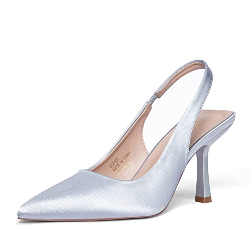 GENSHUO Damen Silber High Heel Slingpumps Spitz Stiletto Pumps Slingback High Heels Sandalen 8CM/3,15 Zoll Slip-on Stöckelschuhe Party Hochzeit Abschlussfeier Absatzschuhe mit Pfennigabsatz 39EU von GENSHUO