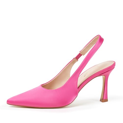 GENSHUO Damen Slingback-Pumps mit Hohem Absatz, Bezauberndem Spitzem Zehenbereich, 10 cm, Schwarz/Rosa/Blau/Weiß, Komfortabel und Elegant,38.5 von GENSHUO