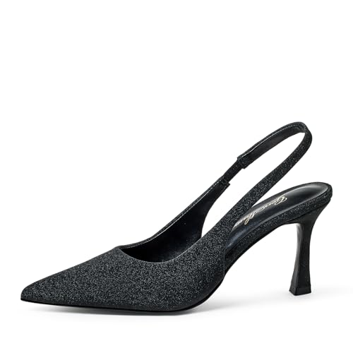 GENSHUO Damen Slingback-Pumps mit Hohem Absatz, Bezauberndem Spitzem Zehenbereich, 10 cm, Schwarz/Rosa/Blau/Weiß, Komfortabel und Elegant,40 von GENSHUO