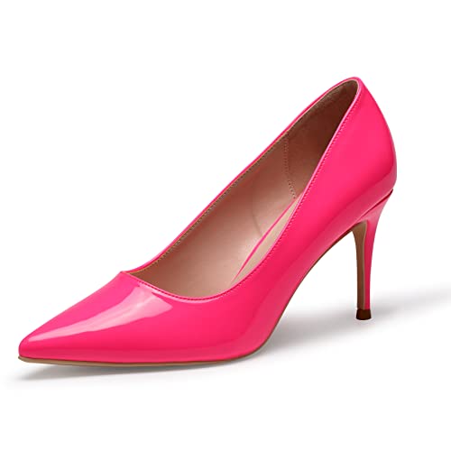 GENSHUO Damen Stiletto High Heels, Sexy Geschlossene Spitze Zehen Lackleder Stiletto Pumps 8cm Klassische Party Prom Hochzeit High Heel Pumps für Frauen Fuchsia Größe 40 EU GENSHUO Damen Stiletto High Heels, Sexy Geschlossene Spitze Zehen Lackleder Stiletto Pumps 8cm Klassische Party Prom Hochzeit High Heel Pumps für Frauen Fuchsia Größe 40 EU von GENSHUO