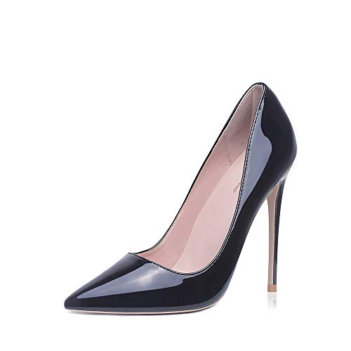 GENSHUO Stiletto Stiletto High Heels, 12CM/4.72IN Damen Pumps Spitz Party High Heels Sexy Basic Schuhe Damen Geschlossen Abendschuhe Lack/Wildleder von GENSHUO