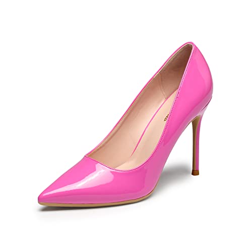 Genshuo High Heel, 10 cm, Stiletto-High Heel, für Damen, Spitz, Party, Abendkleid, Abschlussball, Pink (hot pink), 36 EU/ Etikettgröße- 6 von GENSHUO