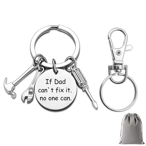 Gravierter Schlüsselanhänger für Papa "Wenn Papa es nicht reparieren kann, kann es niemand" Geschenk zum Vatertag, Personalisiertes Geschenk von Tochter oder Sohn, Werkzeug-Schlüsselanhänger für Väter von GENSMILE