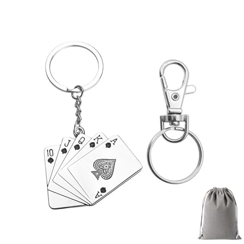 Poker-Karten-Schlüsselanhänger Geschenk für Männer und Frauen - Poker-Schlüsselband mit 5 Spielkarten, personalisierter Schlüsselring für Rucksack, einzigartiges Geschenk für Poker-Fans (schwarz) Poker-Karten-Schlüsselanhänger Geschenk für Männer und Frauen - Poker-Schlüsselband mit 5 Spielkarten, personalisierter Schlüsselring für Rucksack, einzigartiges Geschenk für Poker-Fans (schwarz) von GENSMILE