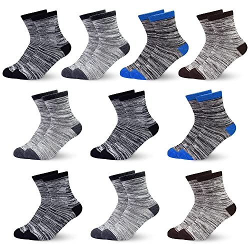 GENTABY Socken Jungen graue Kinder Babysocken - Baumwolle Bunte Sportsocken Neuartige Weiche Elastische - 10 paar für 10-14 Jahre Größe 23-26 27-30 31-34 Kleinkind Mädchen Schulsocken von GENTABY